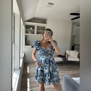 Abercrombie & Fitch Ruched Puff Sleeve Mini Dress